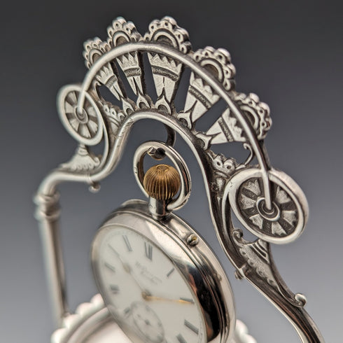 19世紀末 米国アンティーク シルバープレート 懐中時計ホルダー&ジュエリーボックス Reed&Barton