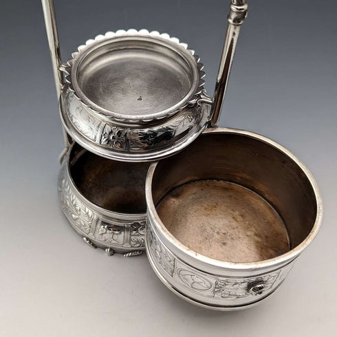 Late 19th Century US Antique Silver Plated Pocket Watch Holder & Jewelry Box Reed & Barton