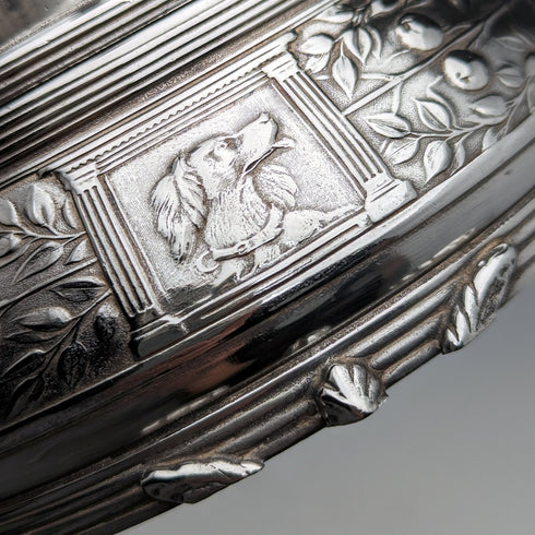 19世紀末 米国アンティーク シルバープレート 懐中時計ホルダー&ジュエリーボックス Reed&Barton