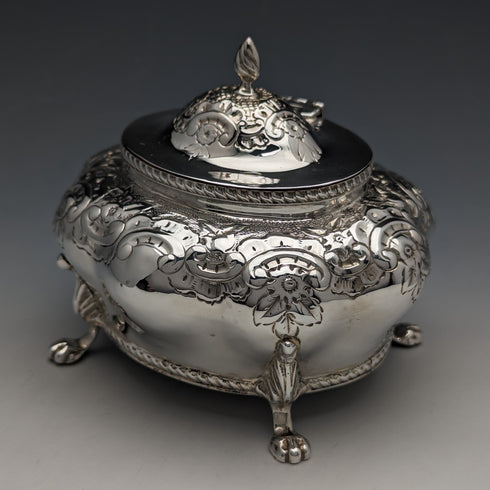 1903 British Antique Sterling Silver Tea Caddy 196g Thomas White