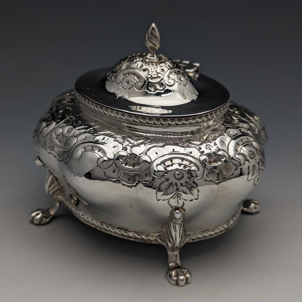 1903 British Antique Sterling Silver Tea Caddy 196g Thomas White