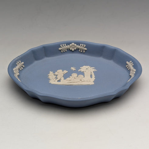 英國復古韋奇伍德碧玉橢圓形盤子淡藍色