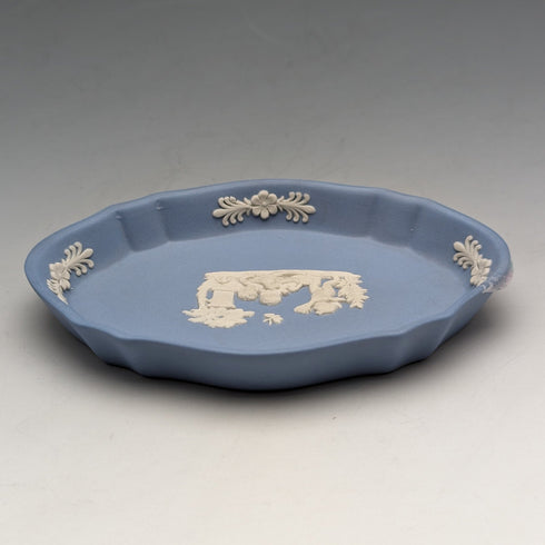 英國復古韋奇伍德碧玉橢圓形盤子淡藍色