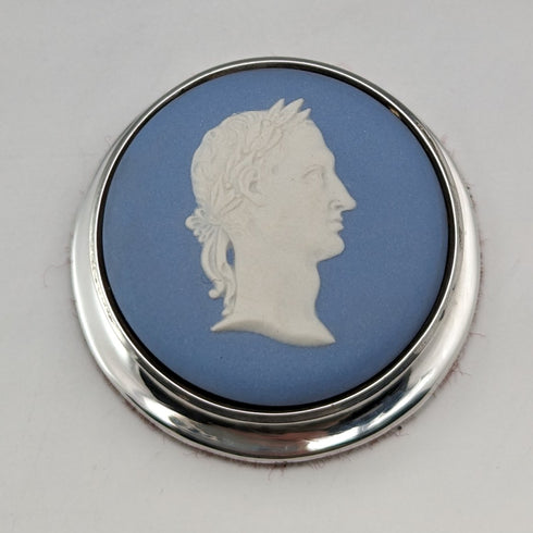 1921 年英國古董韋奇伍德碧玉鎮紙純銀裝飾