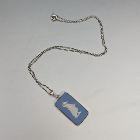 1973 年英國復古韋奇伍德純銀和碧玉吊墜項鍊