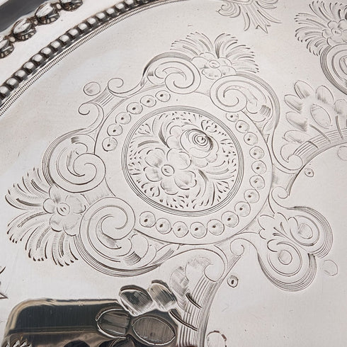 1903 年英國古董純銀薩爾瓦托盤直徑 32 公分 824 克金匠和銀匠