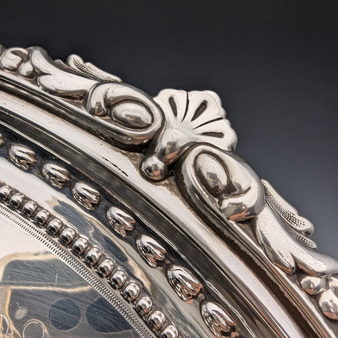 1903 年英國古董純銀薩爾瓦托盤直徑 32 公分 824 克金匠和銀匠