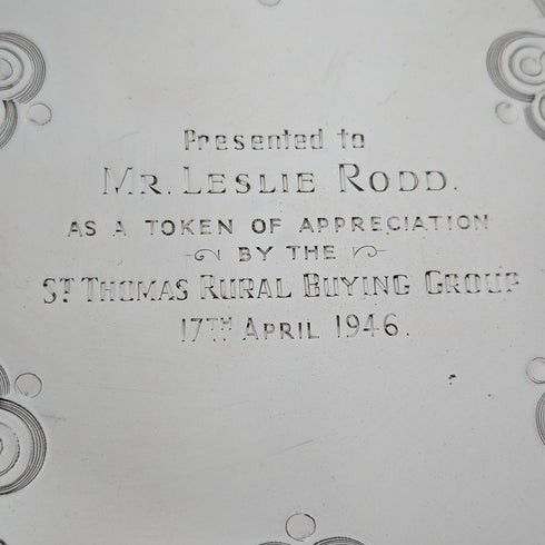 1903 年英國古董純銀薩爾瓦托盤直徑 32 公分 824 克金匠和銀匠