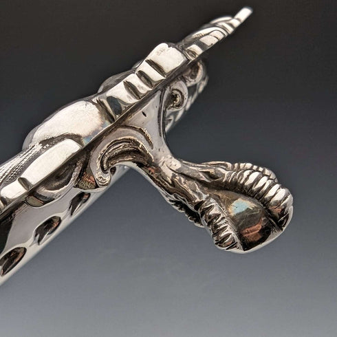 1903年 英国アンティーク 純銀製サルヴァ トレイ 直径32cm 824g GOLDSMITHS & SILVERSMITHS