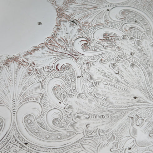 英国ヴィンテージ シルバープレート製 脚付きギャラリートレイ 直径25cm Walker&Hall