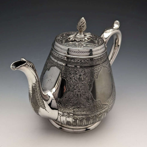 1880年頃 英国アンティーク シルバープレート製 ティーポット
