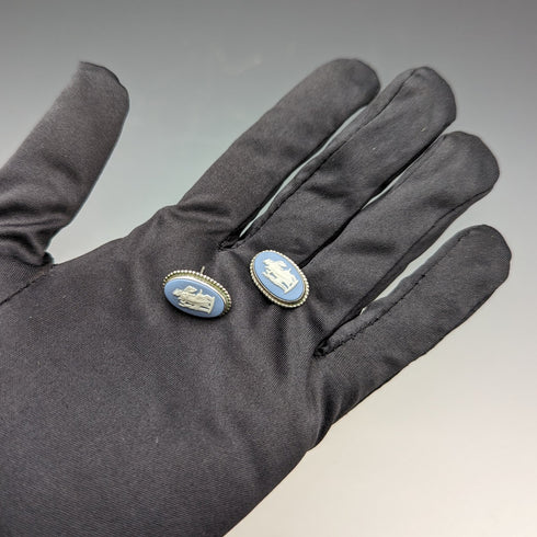 英国ヴィンテージ ウェッジウッド シルバー&ジャスパーウェア ピアス