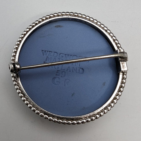 1958 年英國復古韋奇伍德純銀和碧玉圓形胸針