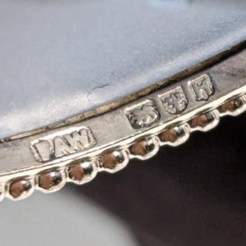 1958 年英國復古韋奇伍德純銀和碧玉橢圓形胸針