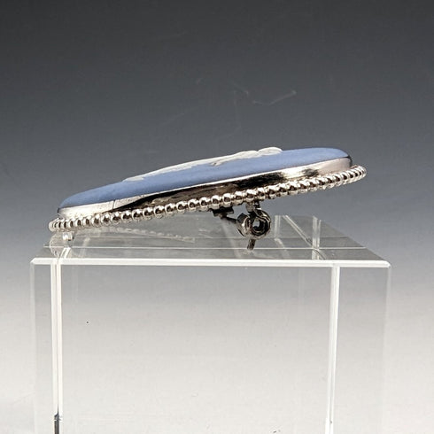 1958 年英國復古韋奇伍德純銀和碧玉橢圓形胸針