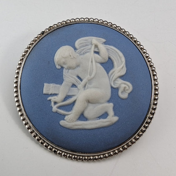 英國復古韋奇伍德純銀和碧玉圓形胸針