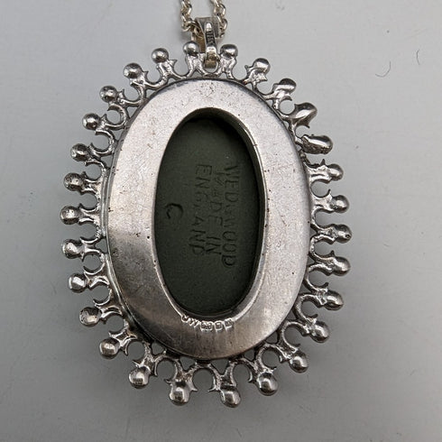 1978 年英國復古韋奇伍德純銀和綠色碧玉吊墜項鍊