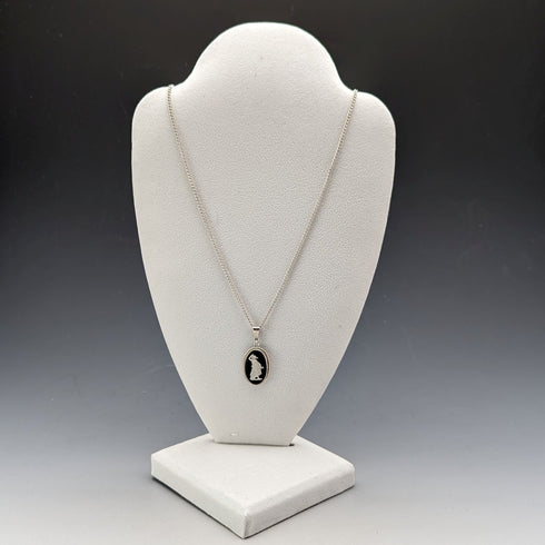 英國復古 Wedgwood 純銀和黑碧玉吊墜項鍊