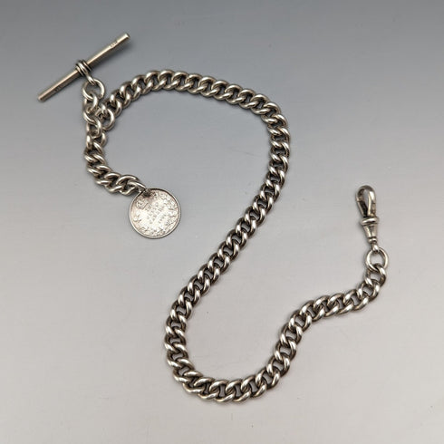 1909 年英國古董純銀阿爾伯特鏈 54 克加拿大硬幣袋