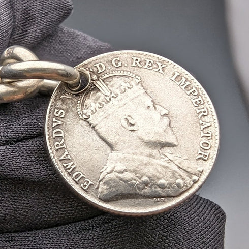 1909 年英國古董純銀阿爾伯特鏈 54 克加拿大硬幣袋