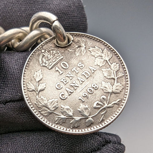 1909 年英國古董純銀阿爾伯特鏈 54 克加拿大硬幣袋