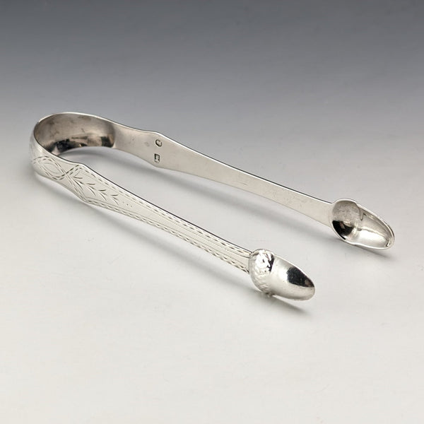 Late 18th century British antique sterling silver sugar tongs 26g James Crawford