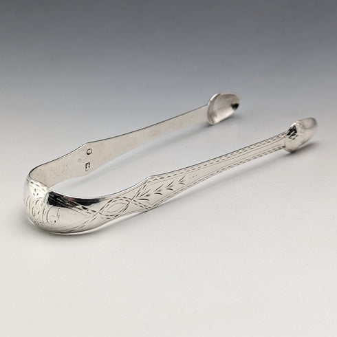 Late 18th century British antique sterling silver sugar tongs 26g James Crawford