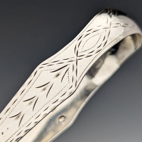 Late 18th century British antique sterling silver sugar tongs 26g James Crawford