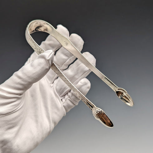 Late 18th century British antique sterling silver sugar tongs 26g James Crawford