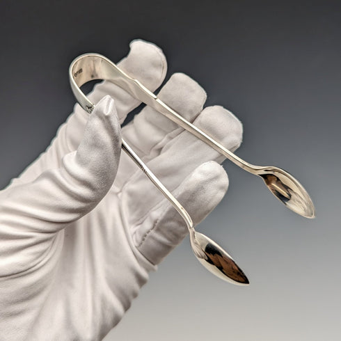 1914 British Antique Sterling Silver Sugar Tongs 24g Stokes&Ireland