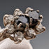 British vintage jewelry black topaz sterling silver gilt ring (size 12)