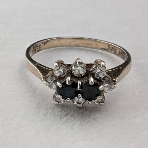 British vintage jewelry black topaz sterling silver gilt ring (size 12)