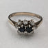 British vintage jewelry black topaz sterling silver gilt ring (size 12)