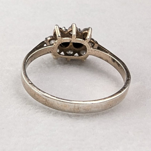 British vintage jewelry black topaz sterling silver gilt ring (size 12)