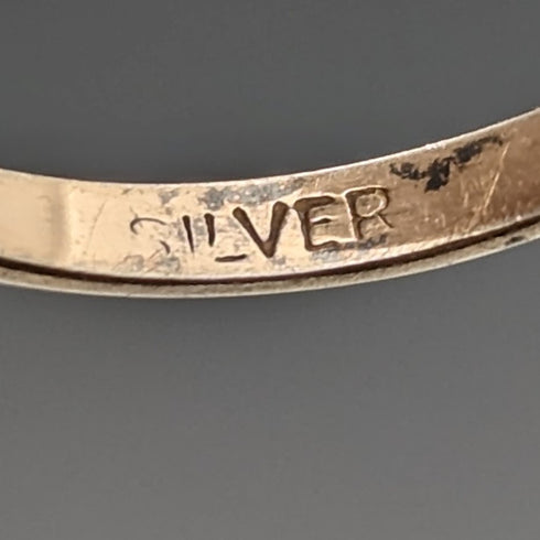 British vintage jewelry black topaz sterling silver gilt ring (size 12)