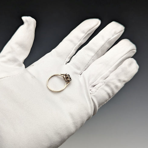 British vintage jewelry black topaz sterling silver gilt ring (size 12)