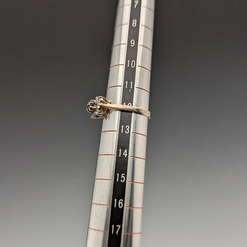 British vintage jewelry black topaz sterling silver gilt ring (size 12)