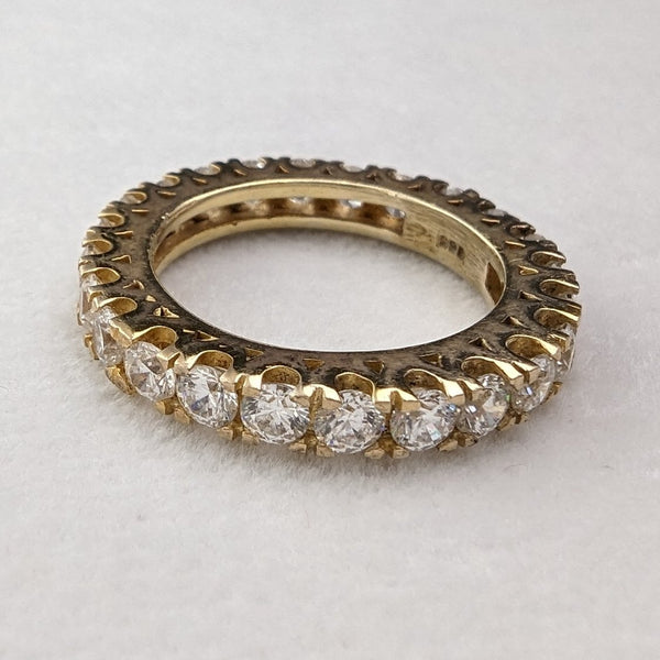 British Vintage Jewelry Sterling Silver Gilt Eternity Ring Ring