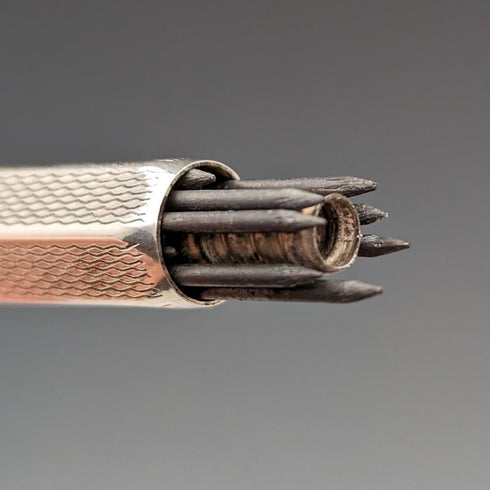 1964 British Vintage Yard O' Red Sterling Silver Hexagonal Pencil in Case