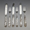 1880 British Antique Engraved White Pearl Handle Dessert Cutlery 3 Pair Set Stokes & Ireland