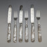1880 British Antique Engraved White Pearl Handle Dessert Cutlery 3 Pair Set Stokes & Ireland