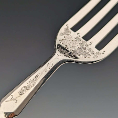 1880年 英国アンティーク 彫刻白蝶貝ハンドル デザートカトラリー3ペアセット Stokes & Ireland