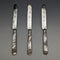 1880 British Antique Engraved White Pearl Handle Dessert Knife x3 Stokes & Ireland