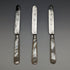1880 British Antique Engraved White Pearl Handle Dessert Knife x3 Stokes & Ireland