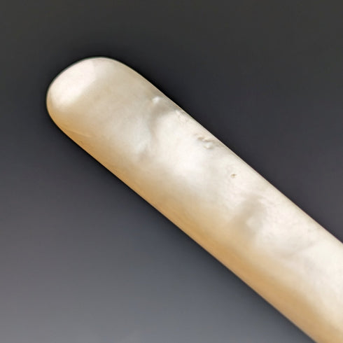 1880 British Antique Engraved White Pearl Handle Dessert Knife x3 Stokes & Ireland