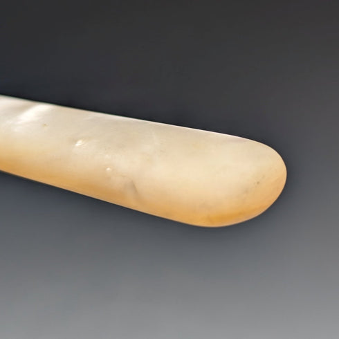 1880 British Antique Engraved White Pearl Handle Dessert Knife x3 Stokes & Ireland