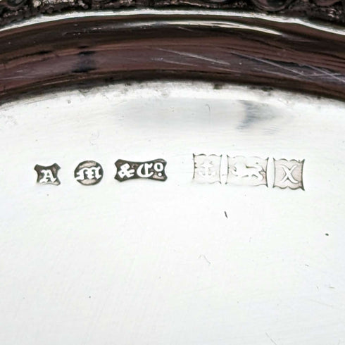 1972年 英国ヴィンテージ 純銀製 レリーフ&ピアスディッシュ 74g A Marston & Co