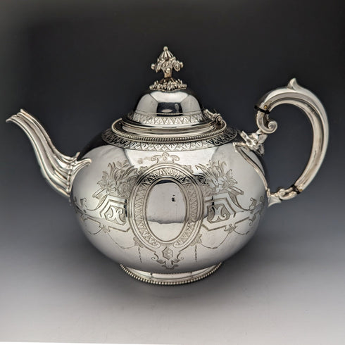 約 1875 年英國古董鍍銀茶壺 Martin & Hall