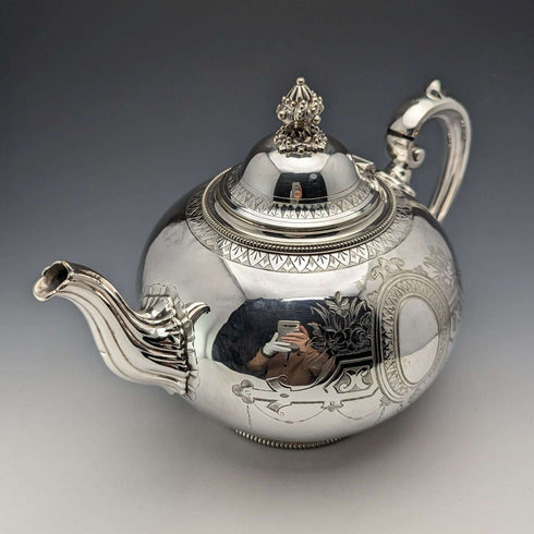 約 1875 年英國古董鍍銀茶壺 Martin & Hall