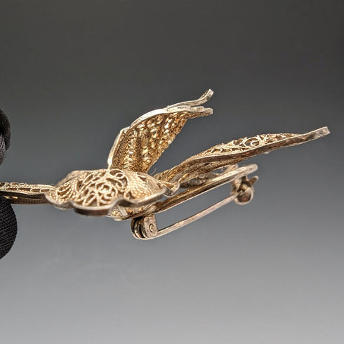 英国ヴィンテージ フィリグリー カトレヤ シルバーブローチ